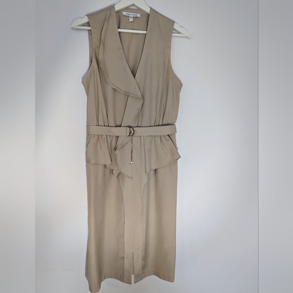 Sleeveless Belted Midi Dress in Beige - Zara